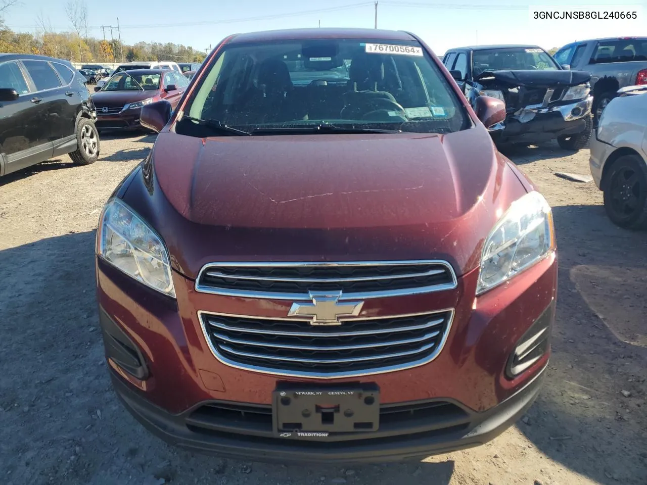 2016 Chevrolet Trax Ls VIN: 3GNCJNSB8GL240665 Lot: 76700564