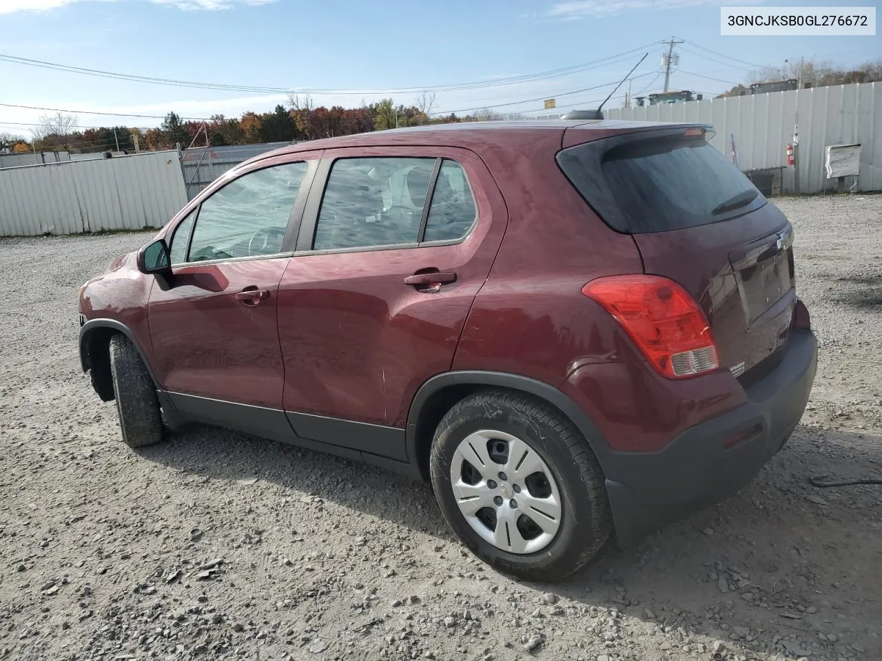 2016 Chevrolet Trax Ls VIN: 3GNCJKSB0GL276672 Lot: 77371634