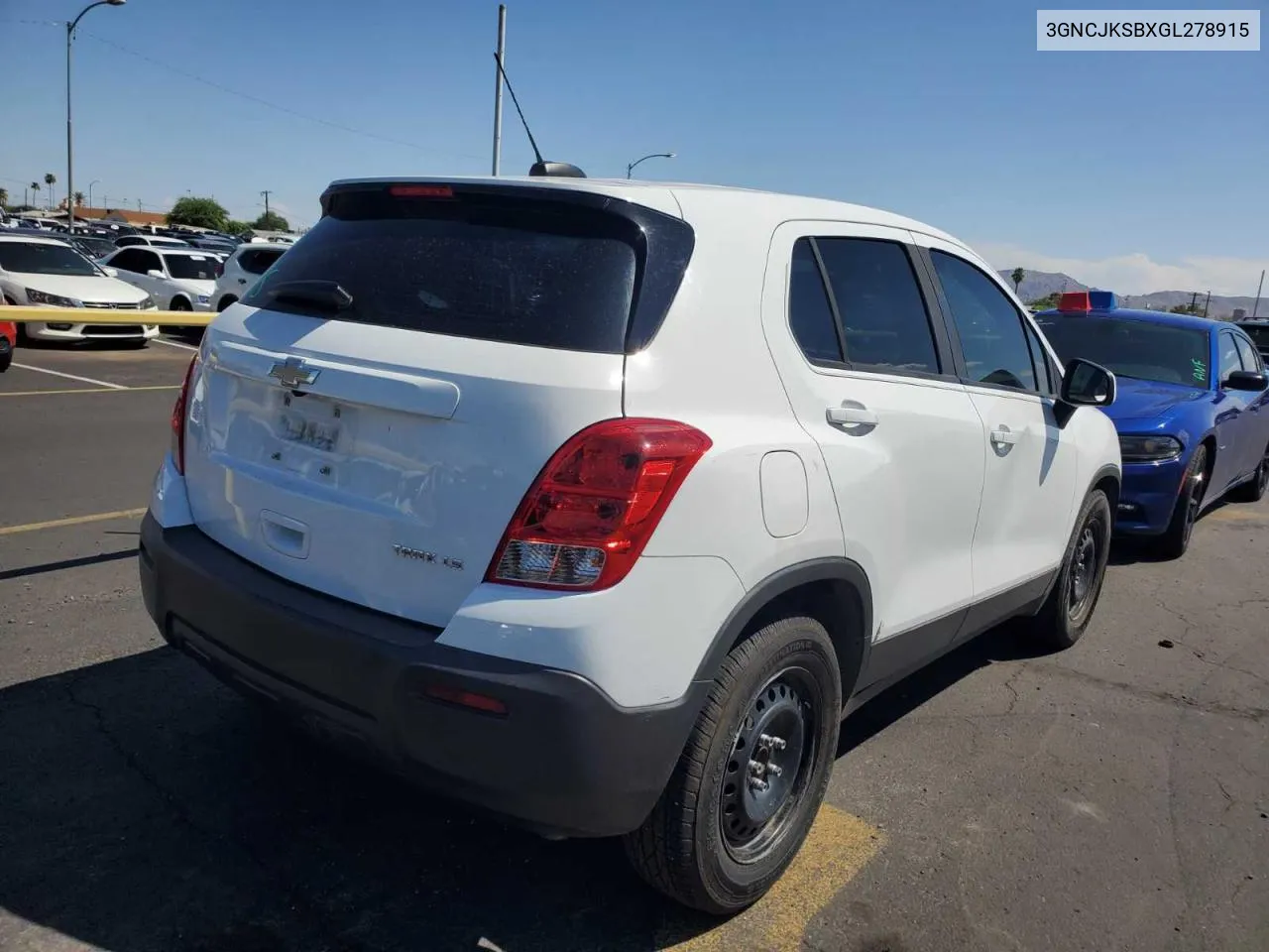 2016 Chevrolet Trax Ls VIN: 3GNCJKSBXGL278915 Lot: 77652994