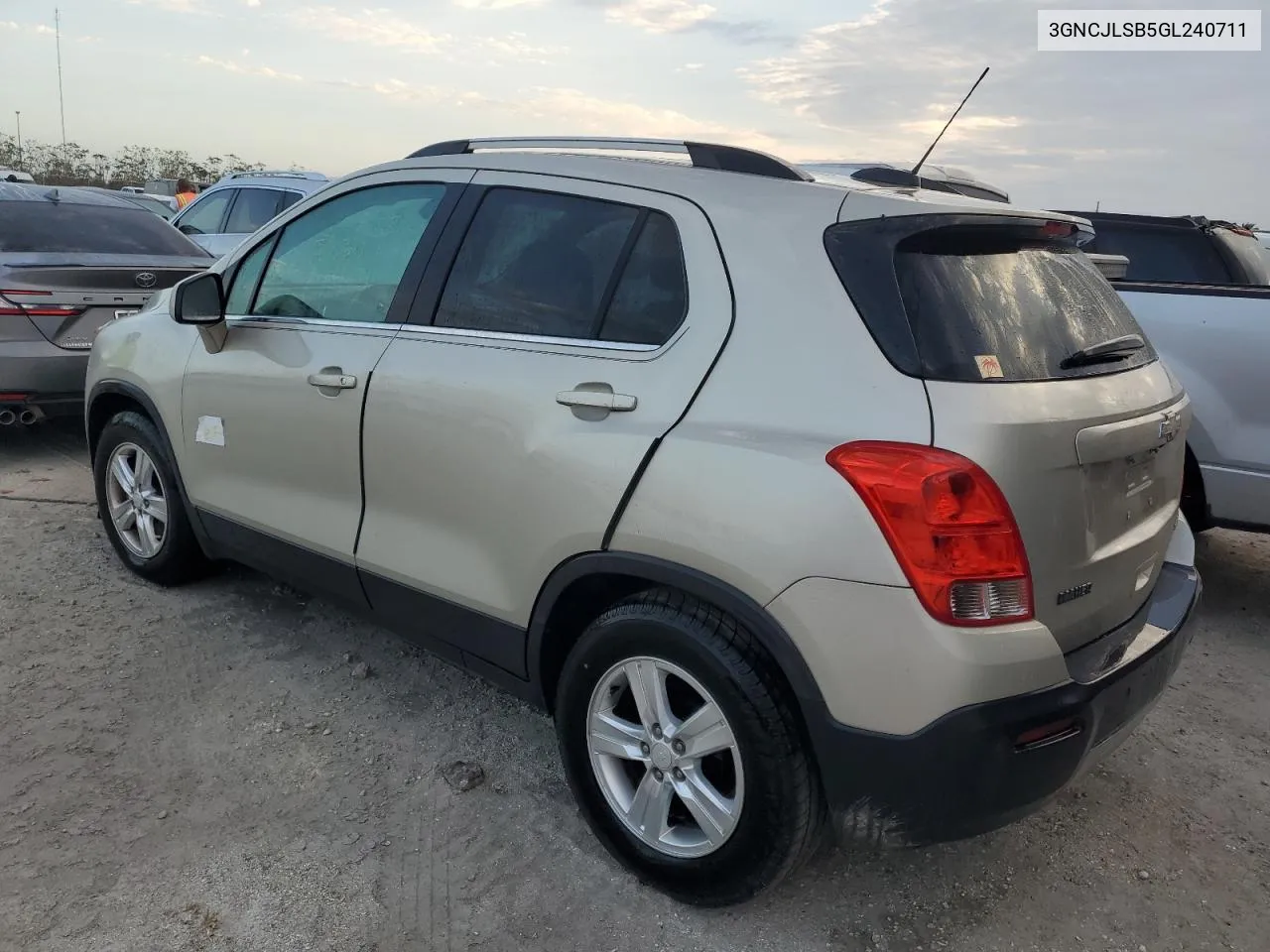 2016 Chevrolet Trax 1Lt VIN: 3GNCJLSB5GL240711 Lot: 78021254