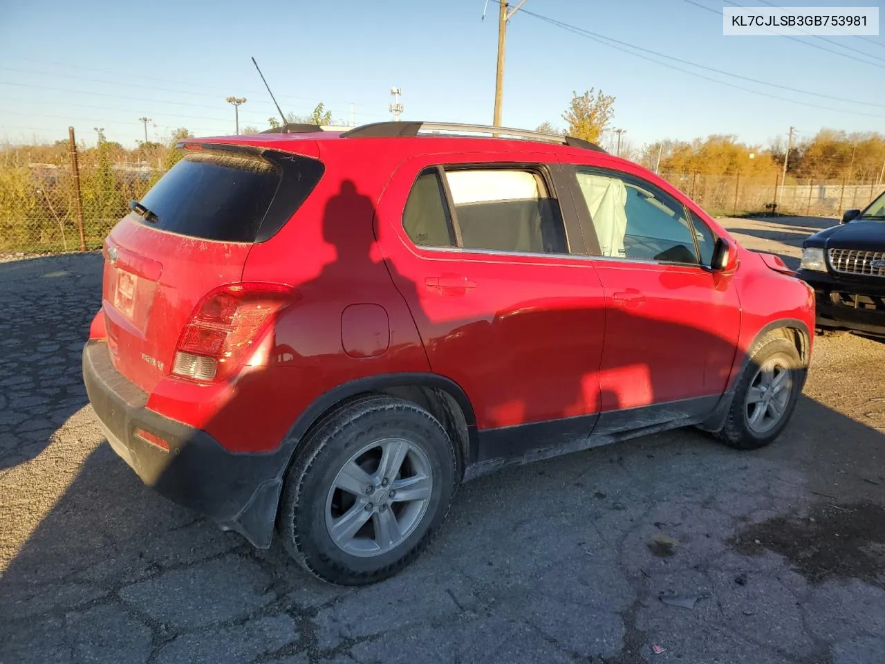 2016 Chevrolet Trax 1Lt VIN: KL7CJLSB3GB753981 Lot: 78485904