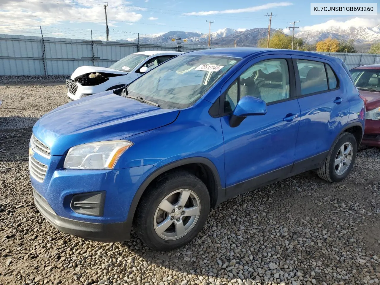 2016 Chevrolet Trax Ls VIN: KL7CJNSB1GB693260 Lot: 78512144