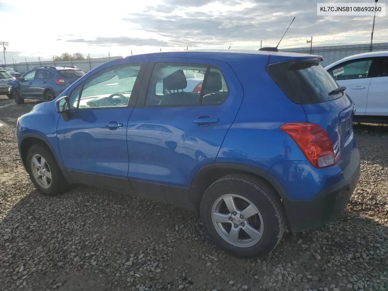 2016 Chevrolet Trax Ls VIN: KL7CJNSB1GB693260 Lot: 78512144