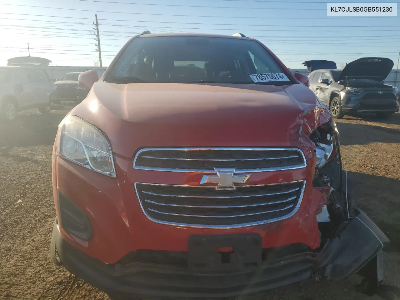 2016 Chevrolet Trax 1Lt VIN: KL7CJLSB0GB551230 Lot: 78575674