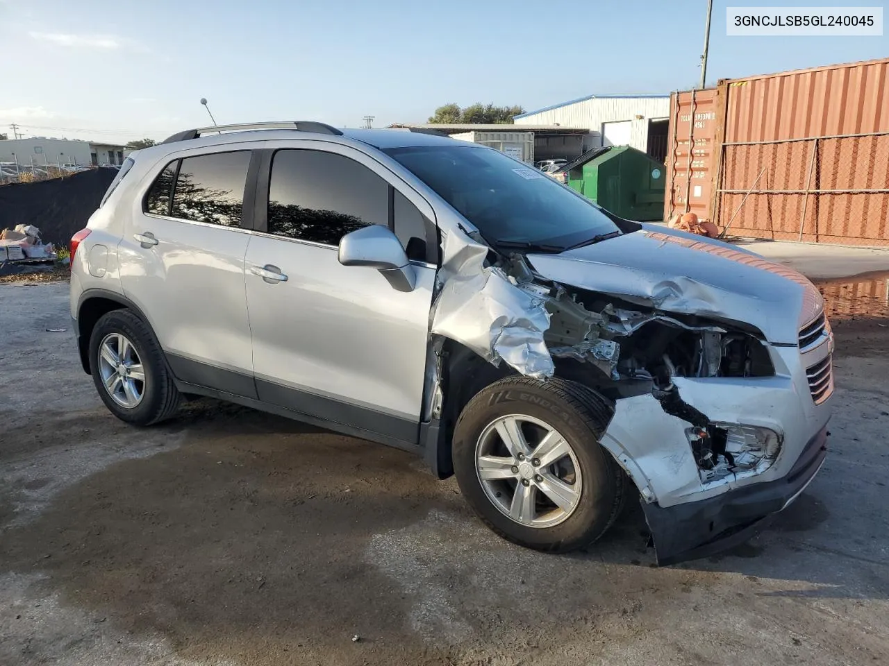 2016 Chevrolet Trax 1Lt VIN: 3GNCJLSB5GL240045 Lot: 78637804