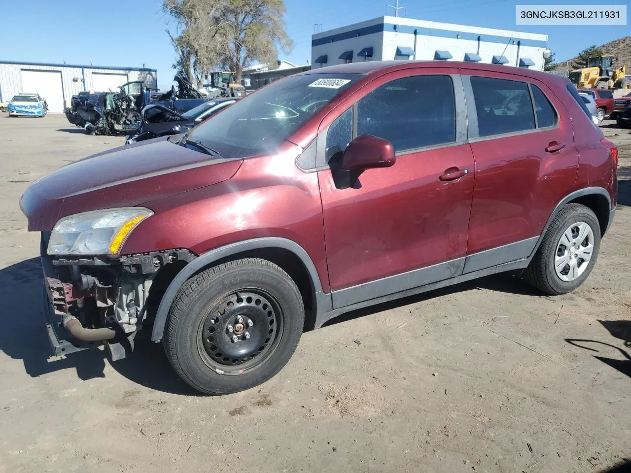 2016 Chevrolet Trax Ls VIN: 3GNCJKSB3GL211931 Lot: 80900684