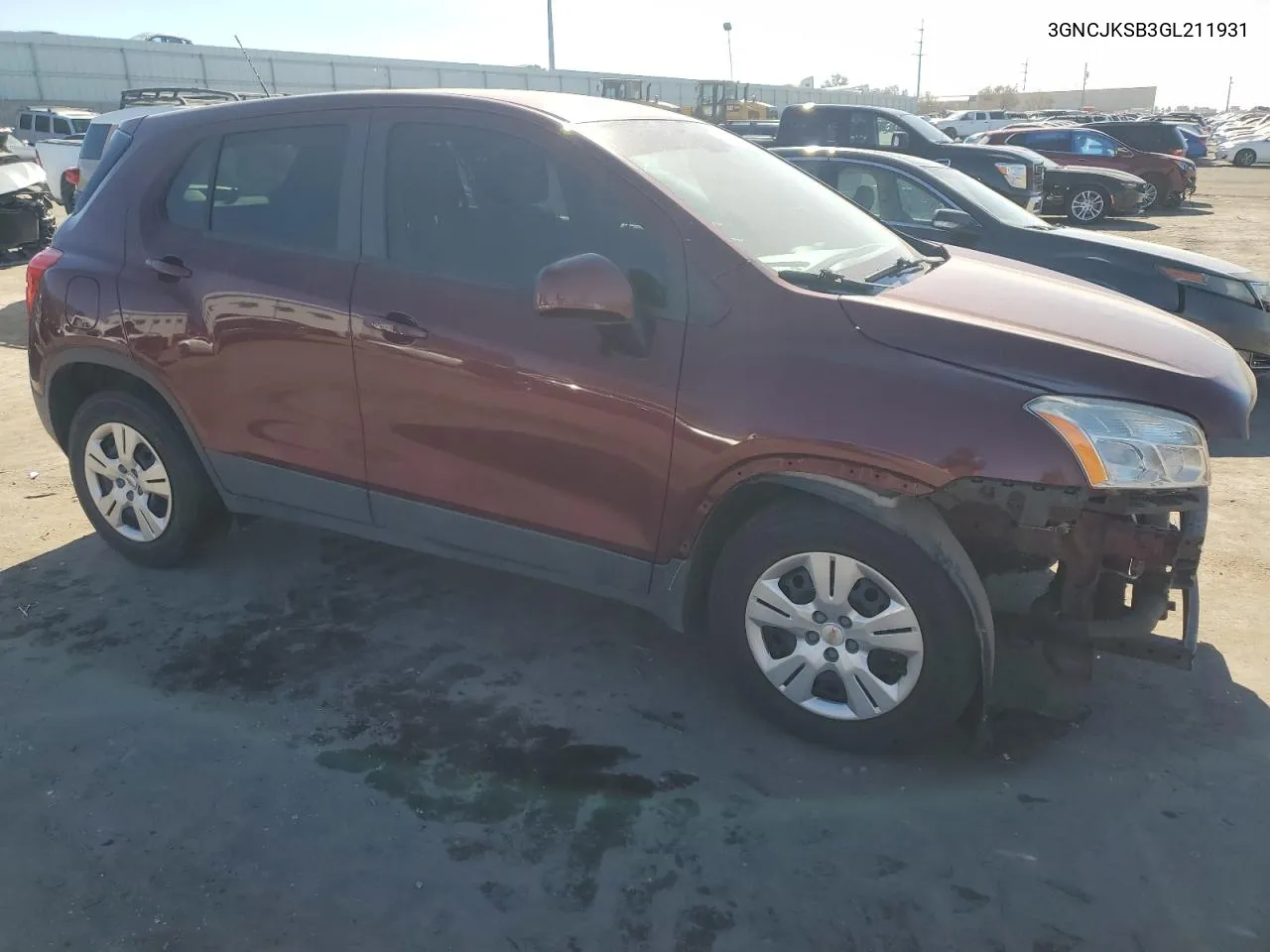 2016 Chevrolet Trax Ls VIN: 3GNCJKSB3GL211931 Lot: 80900684