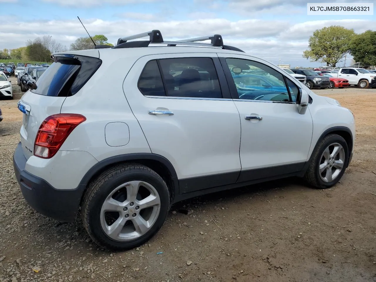 2016 Chevrolet Trax Ltz VIN: KL7CJMSB7GB663321 Lot: 80983594