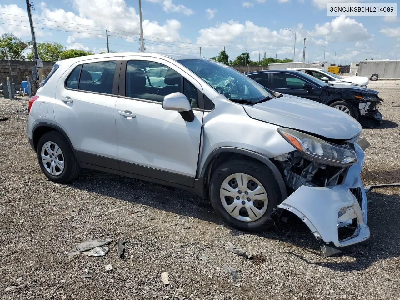 2017 Chevrolet Trax Ls VIN: 3GNCJKSB0HL214089 Lot: 57422914