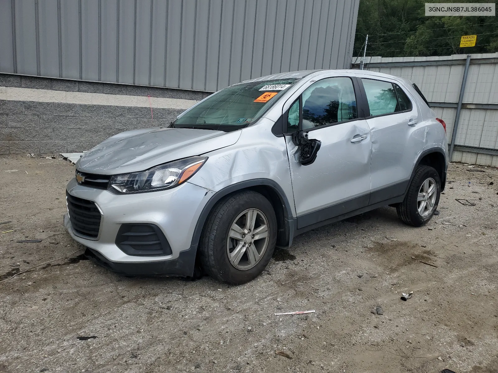 2018 Chevrolet Trax Ls VIN: 3GNCJNSB7JL386045 Lot: 68186014