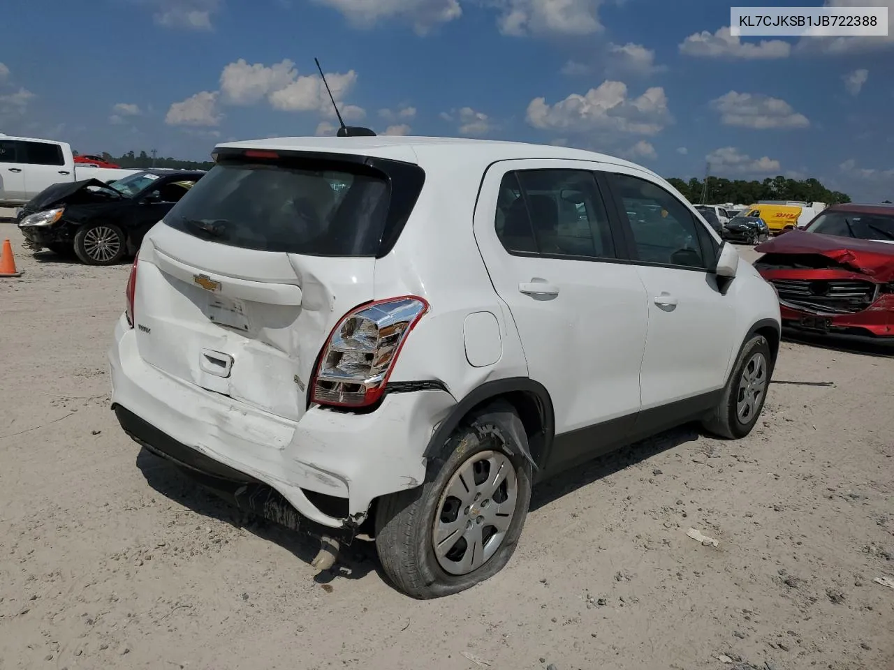 2018 Chevrolet Trax Ls VIN: KL7CJKSB1JB722388 Lot: 72206804