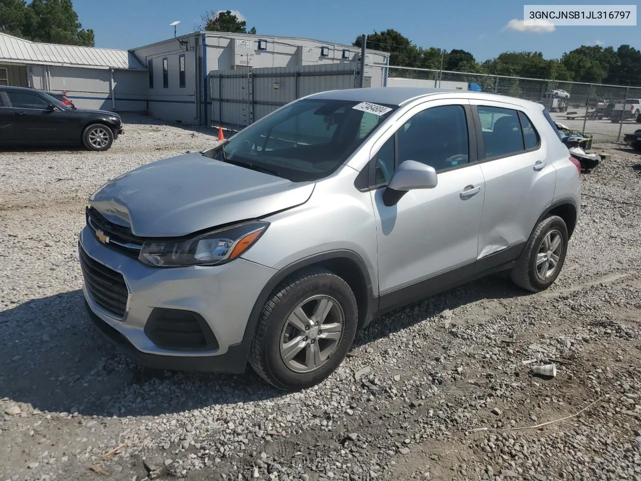 2018 Chevrolet Trax Ls VIN: 3GNCJNSB1JL316797 Lot: 72464804