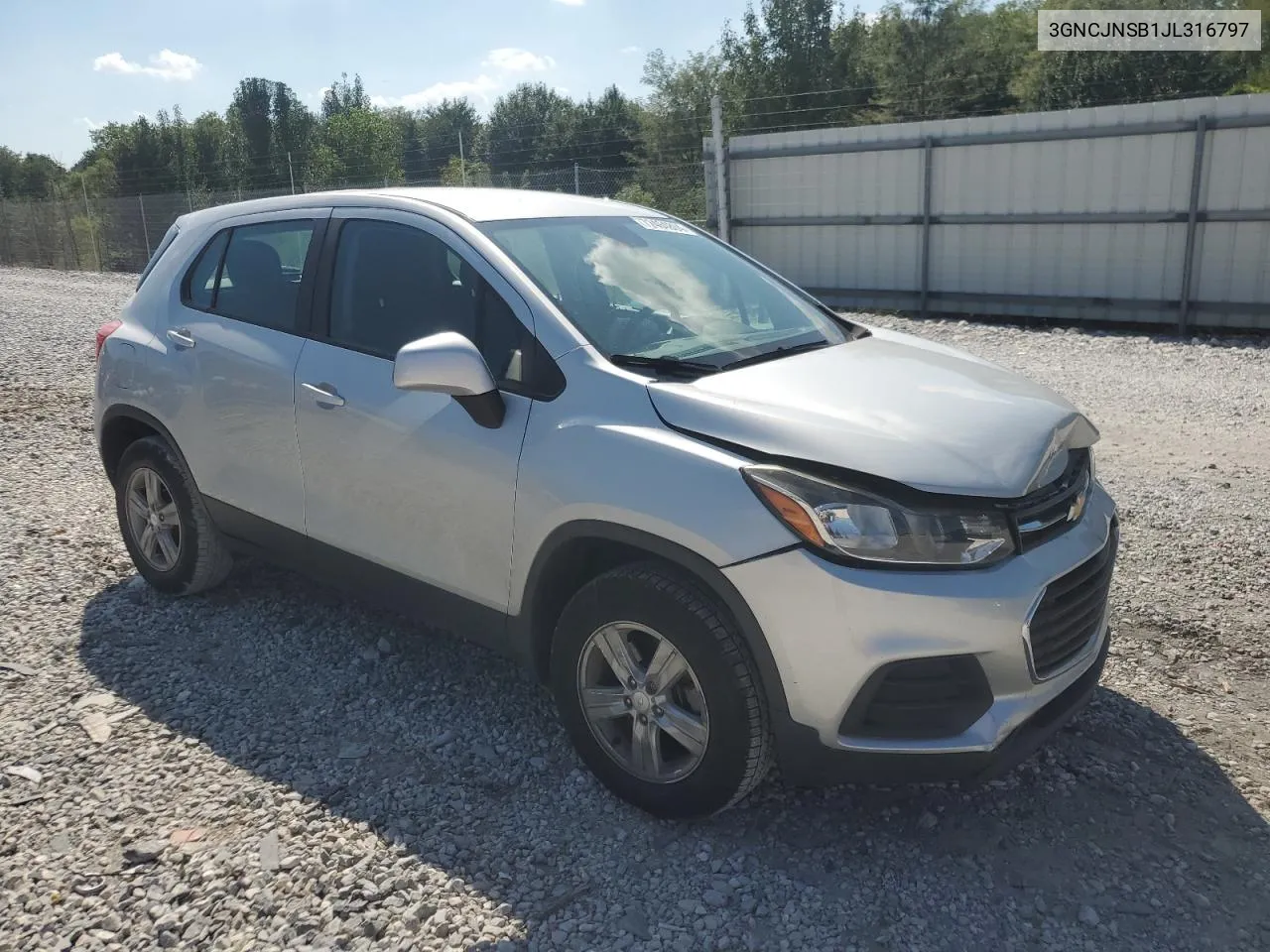 2018 Chevrolet Trax Ls VIN: 3GNCJNSB1JL316797 Lot: 72464804