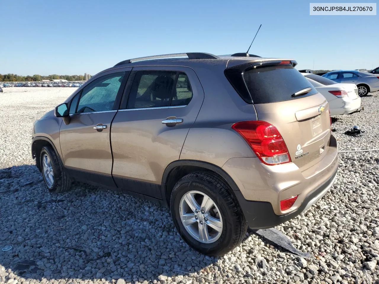 2018 Chevrolet Trax 1Lt VIN: 3GNCJPSB4JL270670 Lot: 74765114