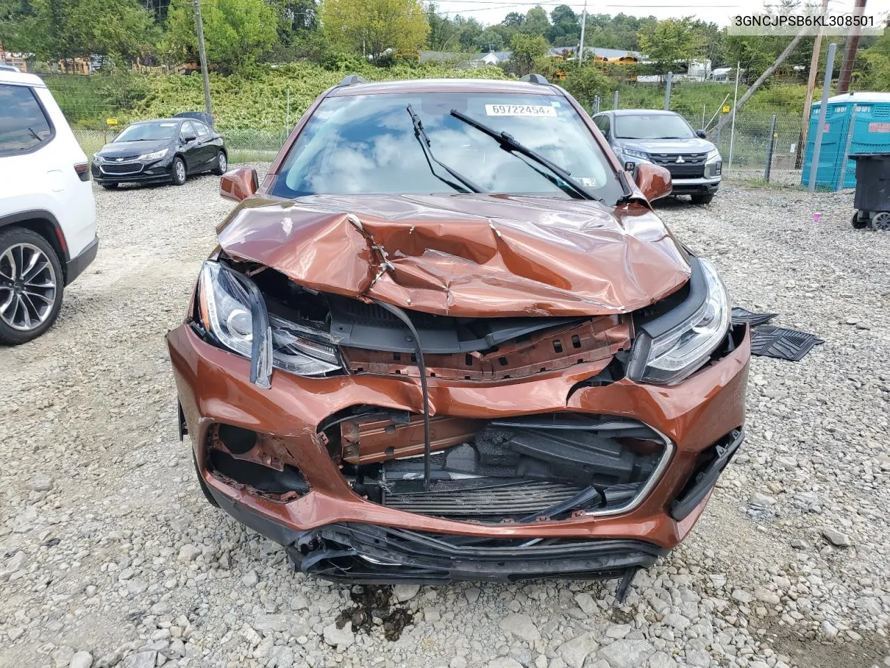 2019 Chevrolet Trax 1Lt VIN: 3GNCJPSB6KL308501 Lot: 69722454