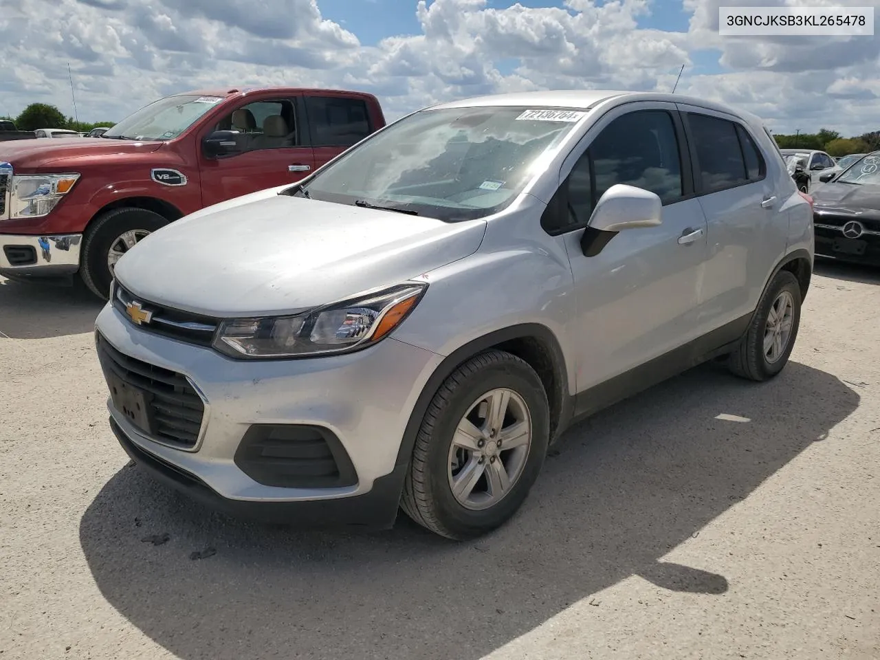 2019 Chevrolet Trax Ls VIN: 3GNCJKSB3KL265478 Lot: 72136764