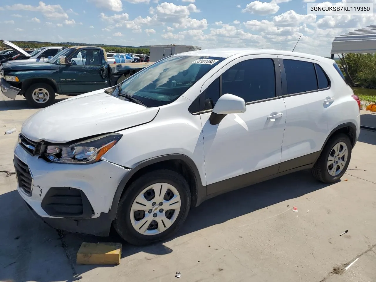 2019 Chevrolet Trax Ls VIN: 3GNCJKSB7KL119360 Lot: 72181484