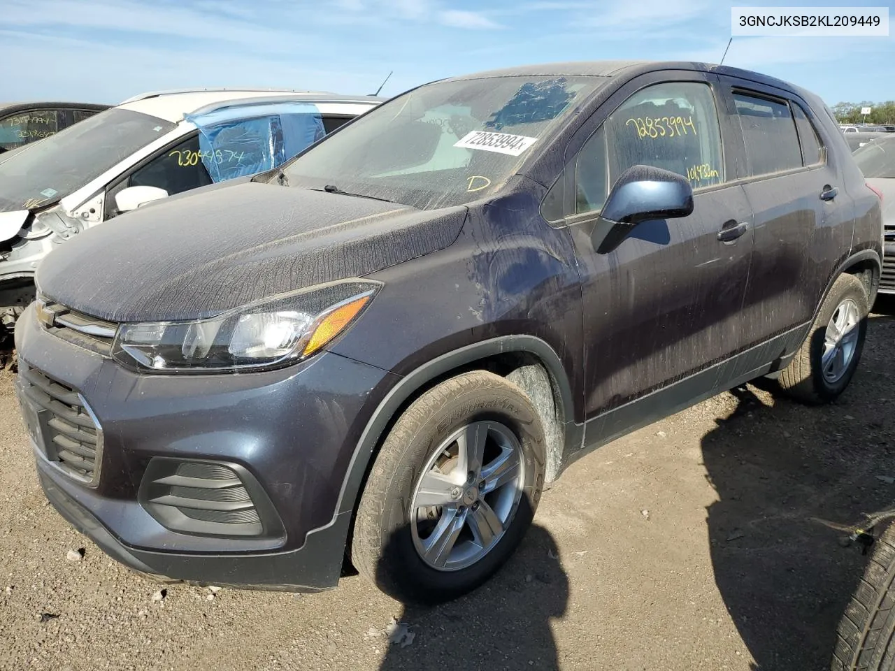 2019 Chevrolet Trax Ls VIN: 3GNCJKSB2KL209449 Lot: 72853994