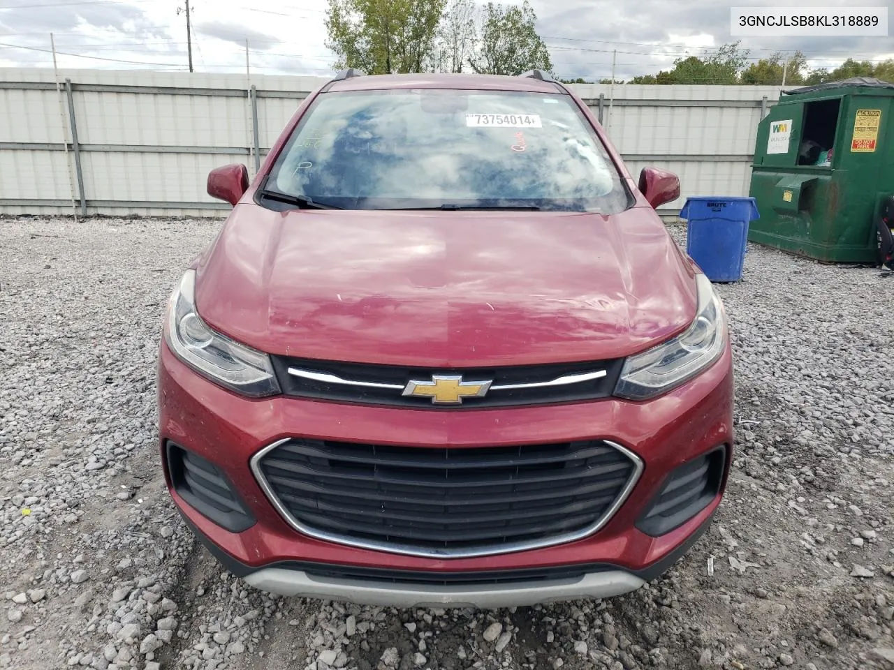 2019 Chevrolet Trax 1Lt VIN: 3GNCJLSB8KL318889 Lot: 73754014