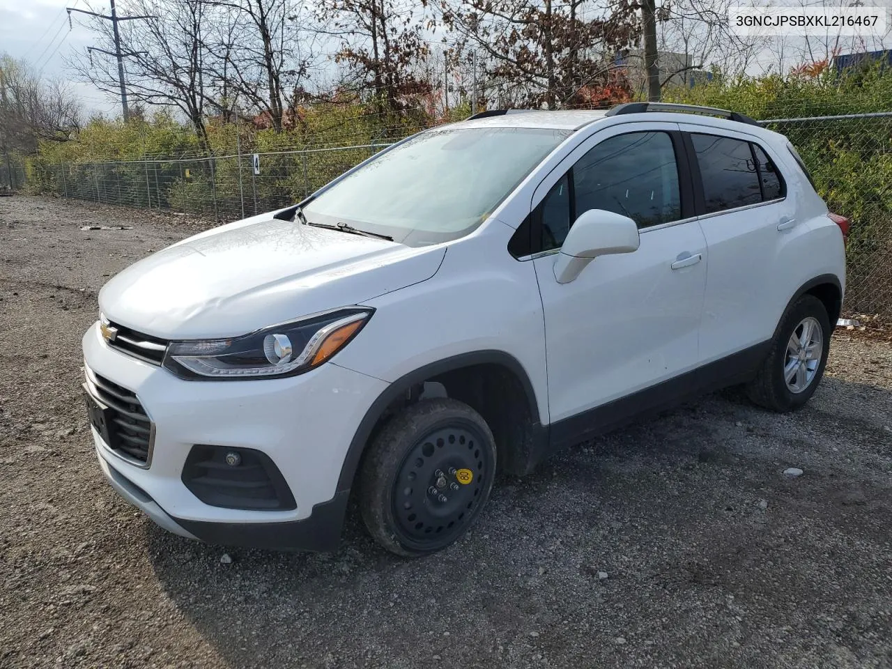 2019 Chevrolet Trax 1Lt VIN: 3GNCJPSBXKL216467 Lot: 75483674