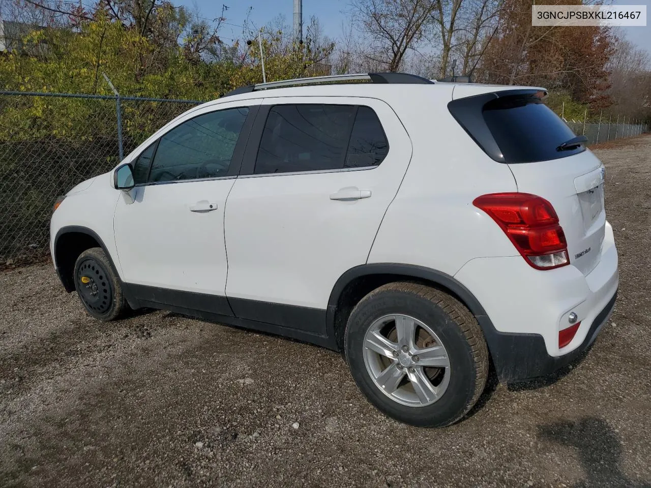 2019 Chevrolet Trax 1Lt VIN: 3GNCJPSBXKL216467 Lot: 75483674