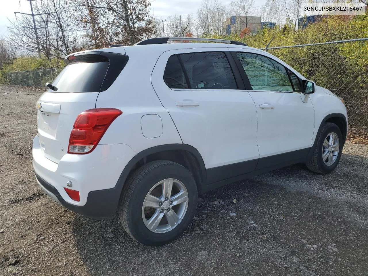 2019 Chevrolet Trax 1Lt VIN: 3GNCJPSBXKL216467 Lot: 75483674