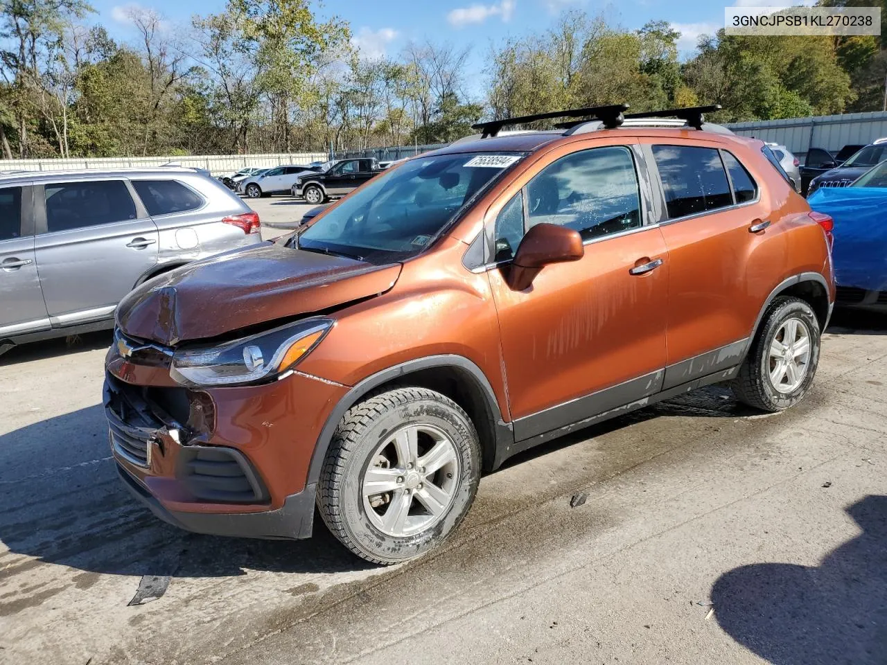 2019 Chevrolet Trax 1Lt VIN: 3GNCJPSB1KL270238 Lot: 75638594