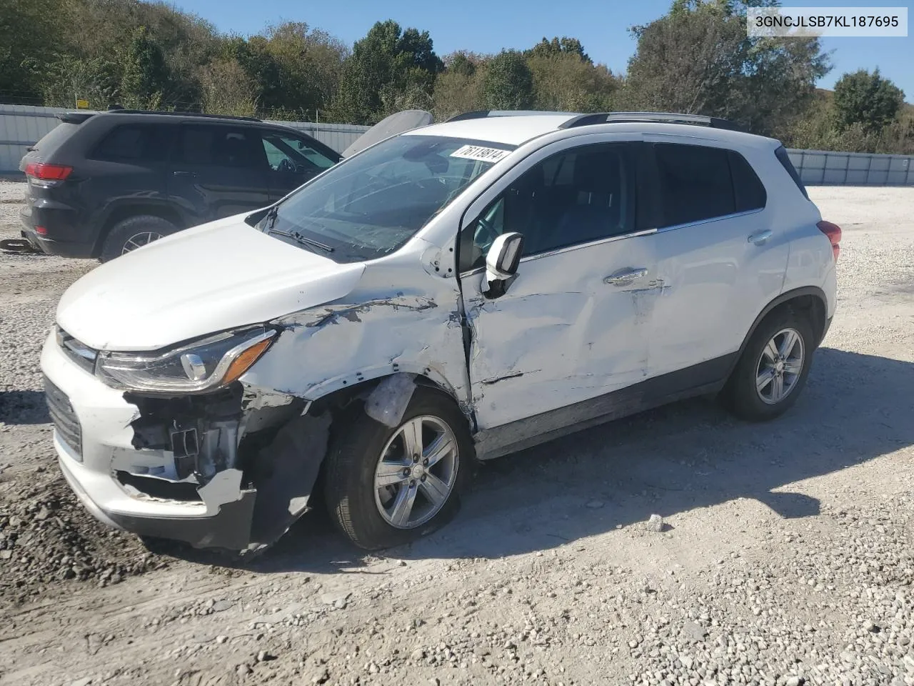 2019 Chevrolet Trax 1Lt VIN: 3GNCJLSB7KL187695 Lot: 76119814