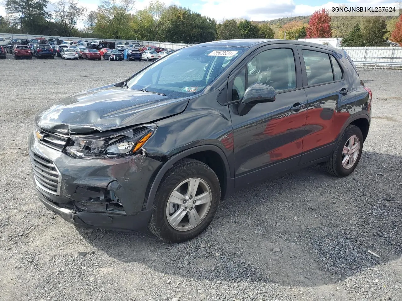 2019 Chevrolet Trax Ls VIN: 3GNCJNSB1KL257624 Lot: 76609534