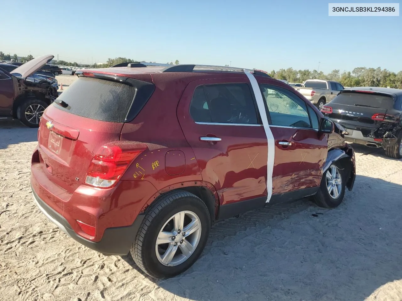 2019 Chevrolet Trax 1Lt VIN: 3GNCJLSB3KL294386 Lot: 77568604