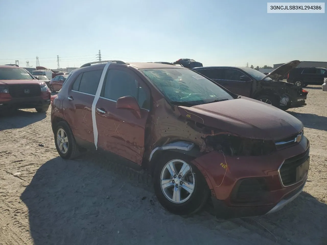 2019 Chevrolet Trax 1Lt VIN: 3GNCJLSB3KL294386 Lot: 77568604