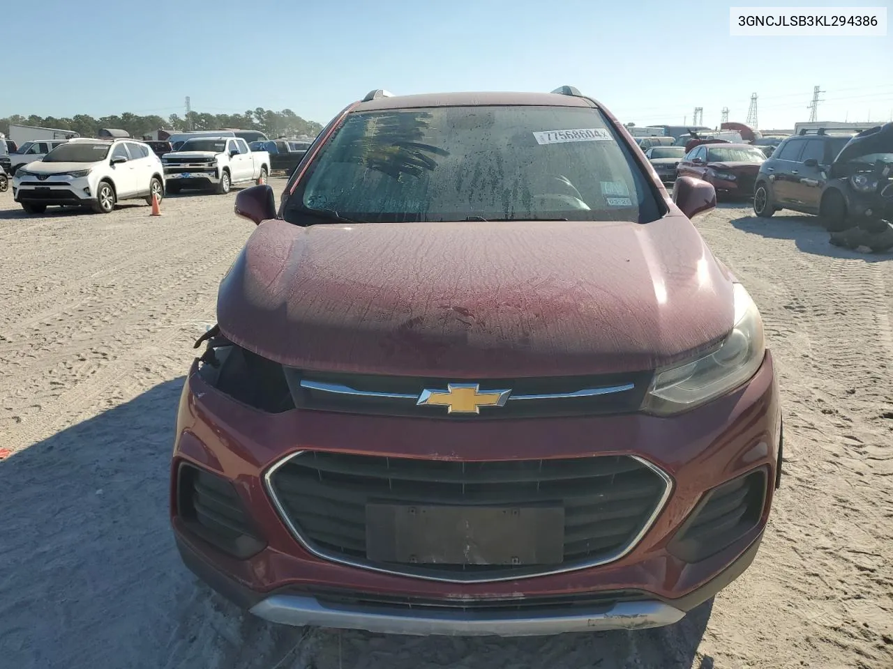 2019 Chevrolet Trax 1Lt VIN: 3GNCJLSB3KL294386 Lot: 77568604