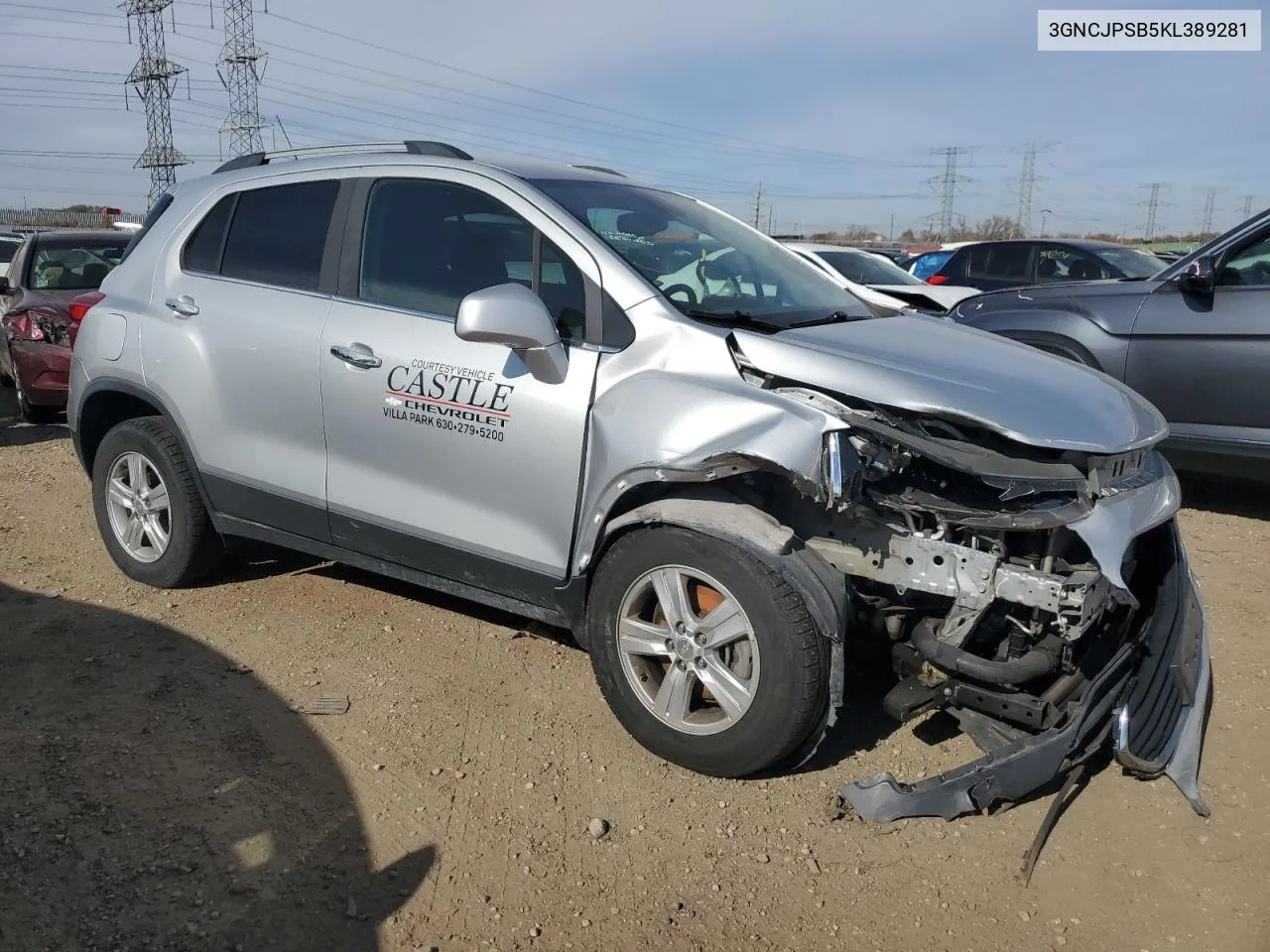 2019 Chevrolet Trax 1Lt VIN: 3GNCJPSB5KL389281 Lot: 78019844