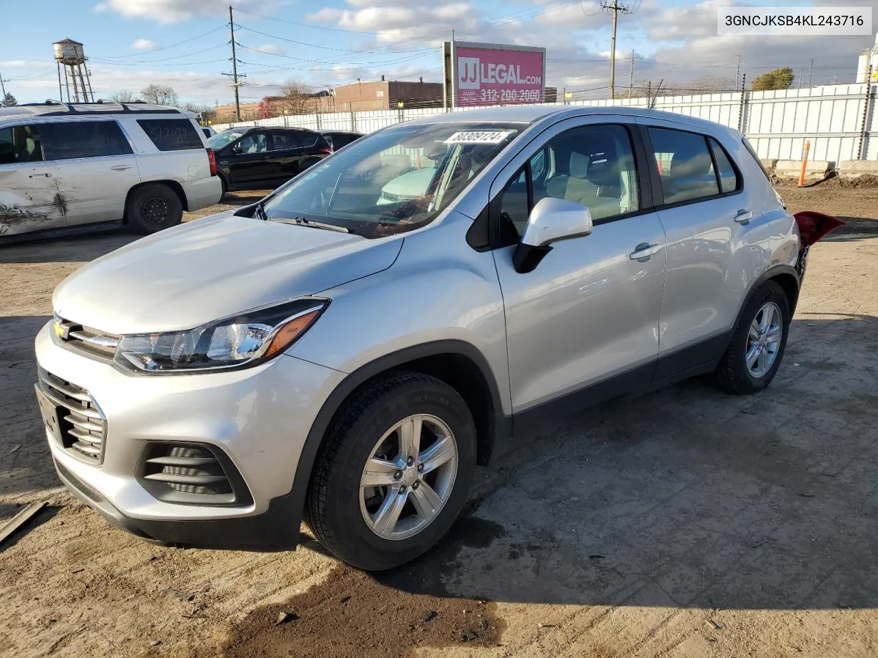 2019 Chevrolet Trax Ls VIN: 3GNCJKSB4KL243716 Lot: 80309124