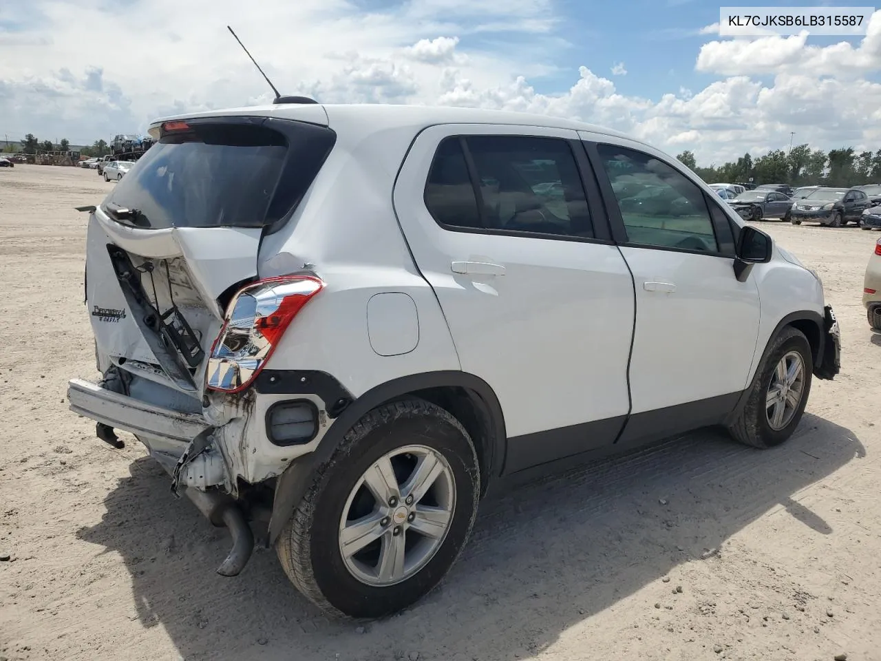 2020 Chevrolet Trax Ls VIN: KL7CJKSB6LB315587 Lot: 69283144