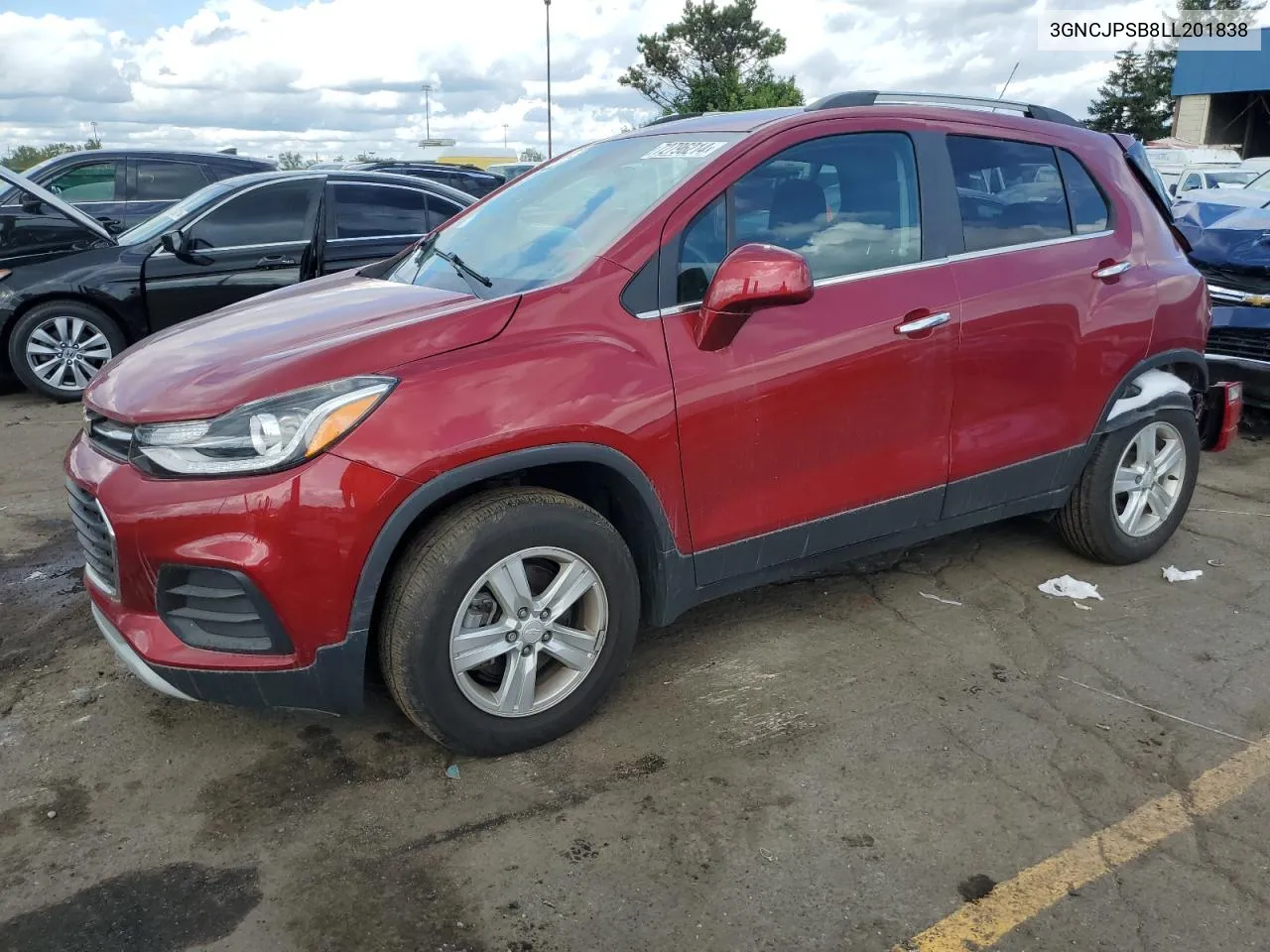 2020 Chevrolet Trax 1Lt VIN: 3GNCJPSB8LL201838 Lot: 72796214