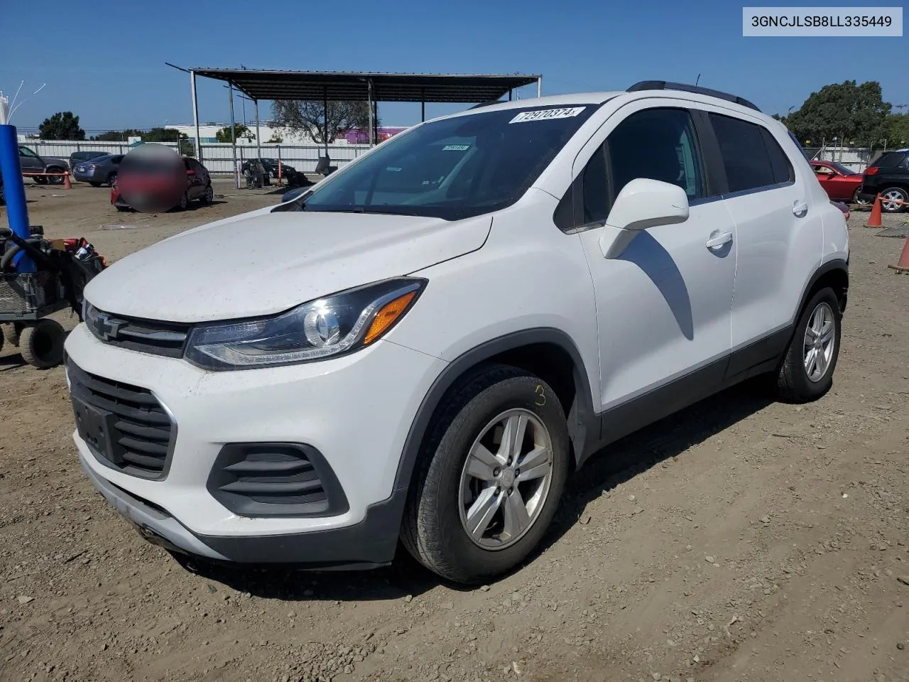 2020 Chevrolet Trax 1Lt VIN: 3GNCJLSB8LL335449 Lot: 72970374