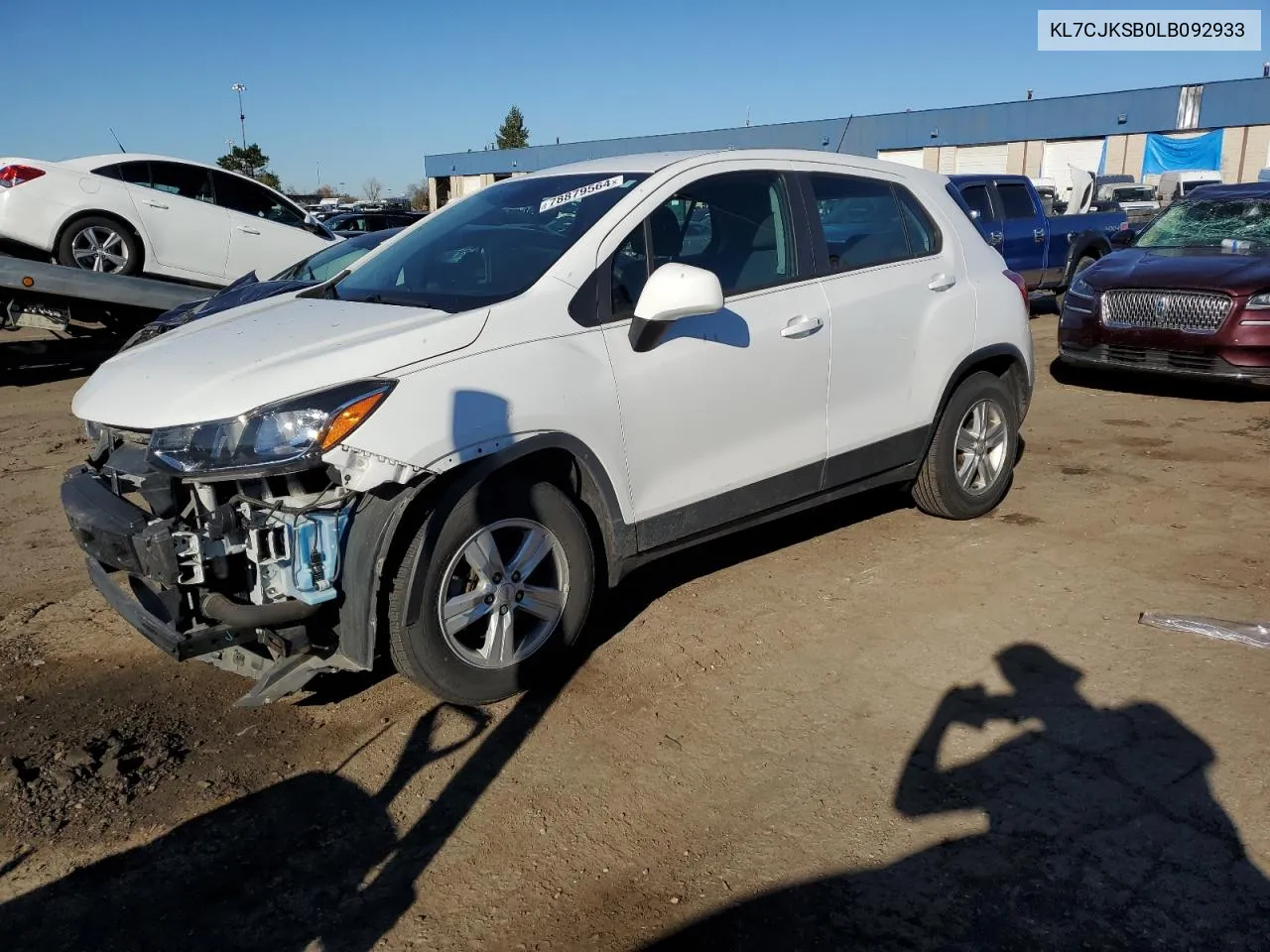 2020 Chevrolet Trax Ls VIN: KL7CJKSB0LB092933 Lot: 78879564