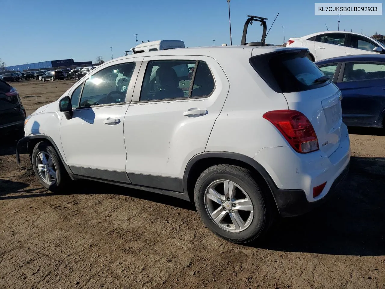 2020 Chevrolet Trax Ls VIN: KL7CJKSB0LB092933 Lot: 78879564