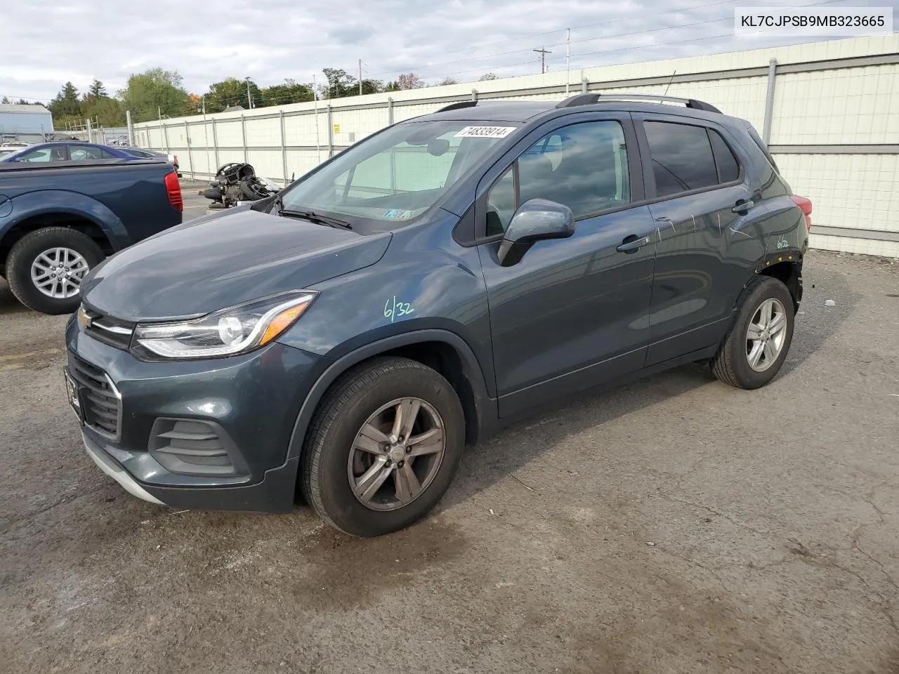 2021 Chevrolet Trax 1Lt VIN: KL7CJPSB9MB323665 Lot: 74833914