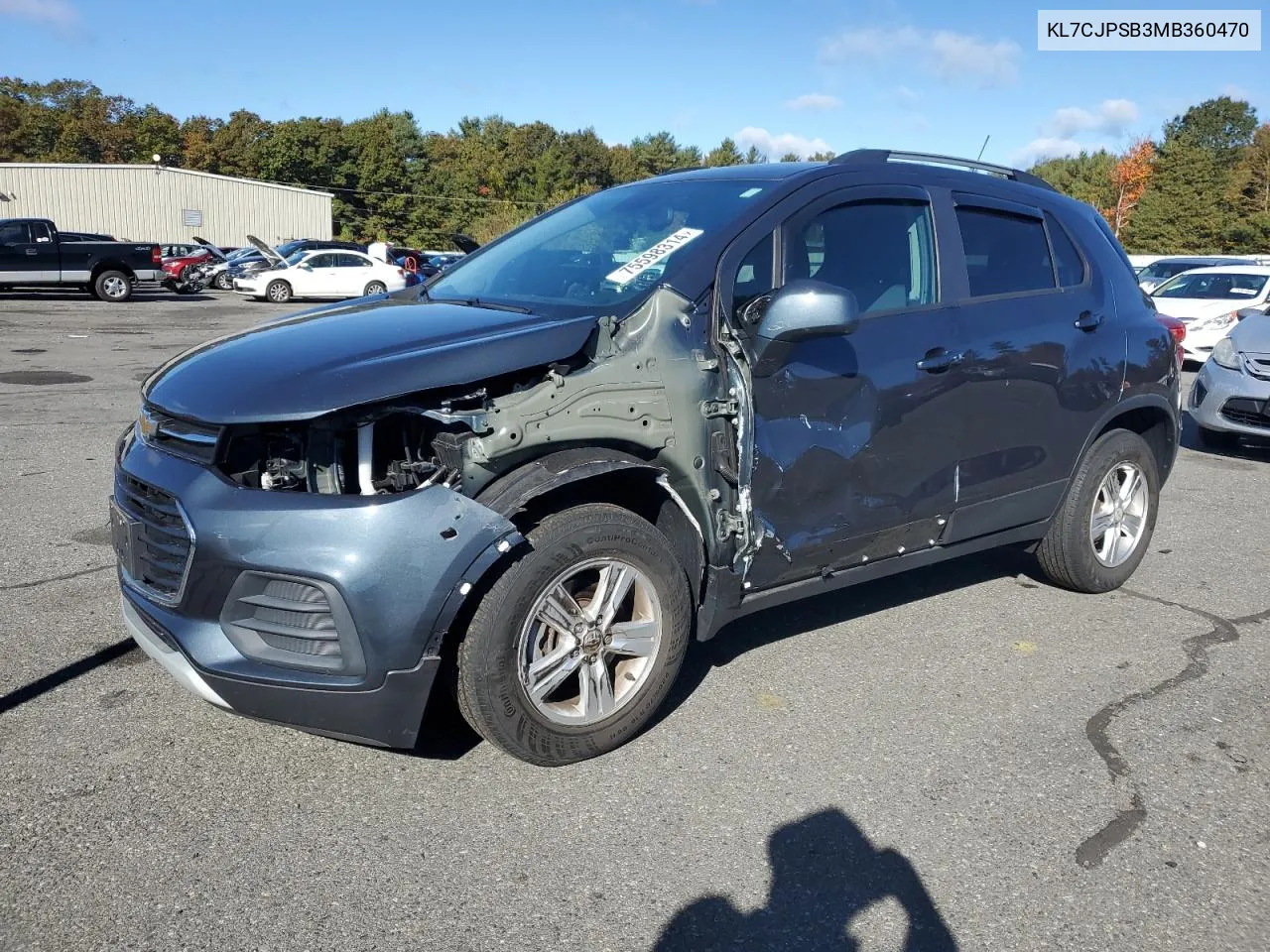 2021 Chevrolet Trax 1Lt VIN: KL7CJPSB3MB360470 Lot: 75598314