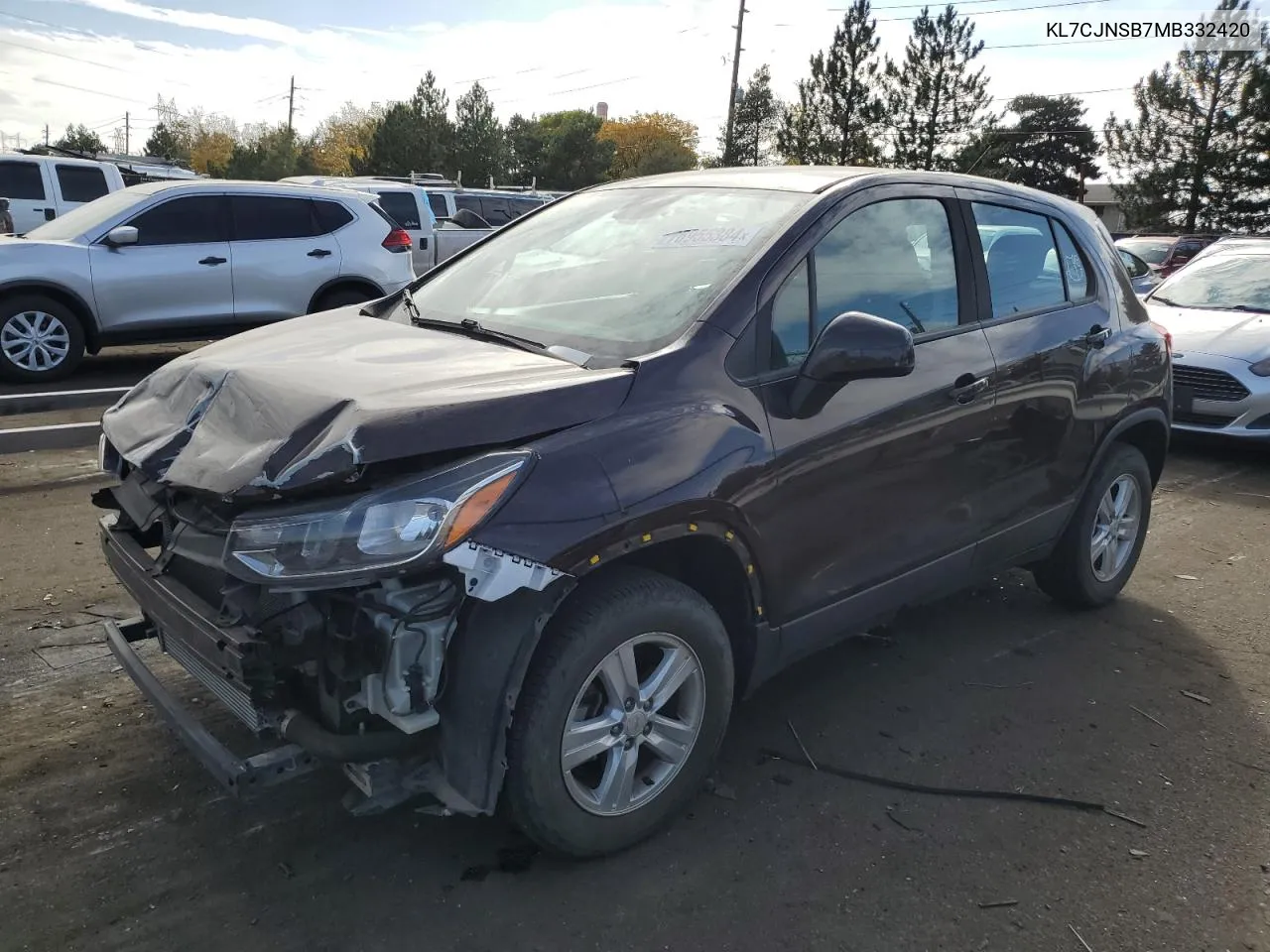 2021 Chevrolet Trax Ls VIN: KL7CJNSB7MB332420 Lot: 76955384