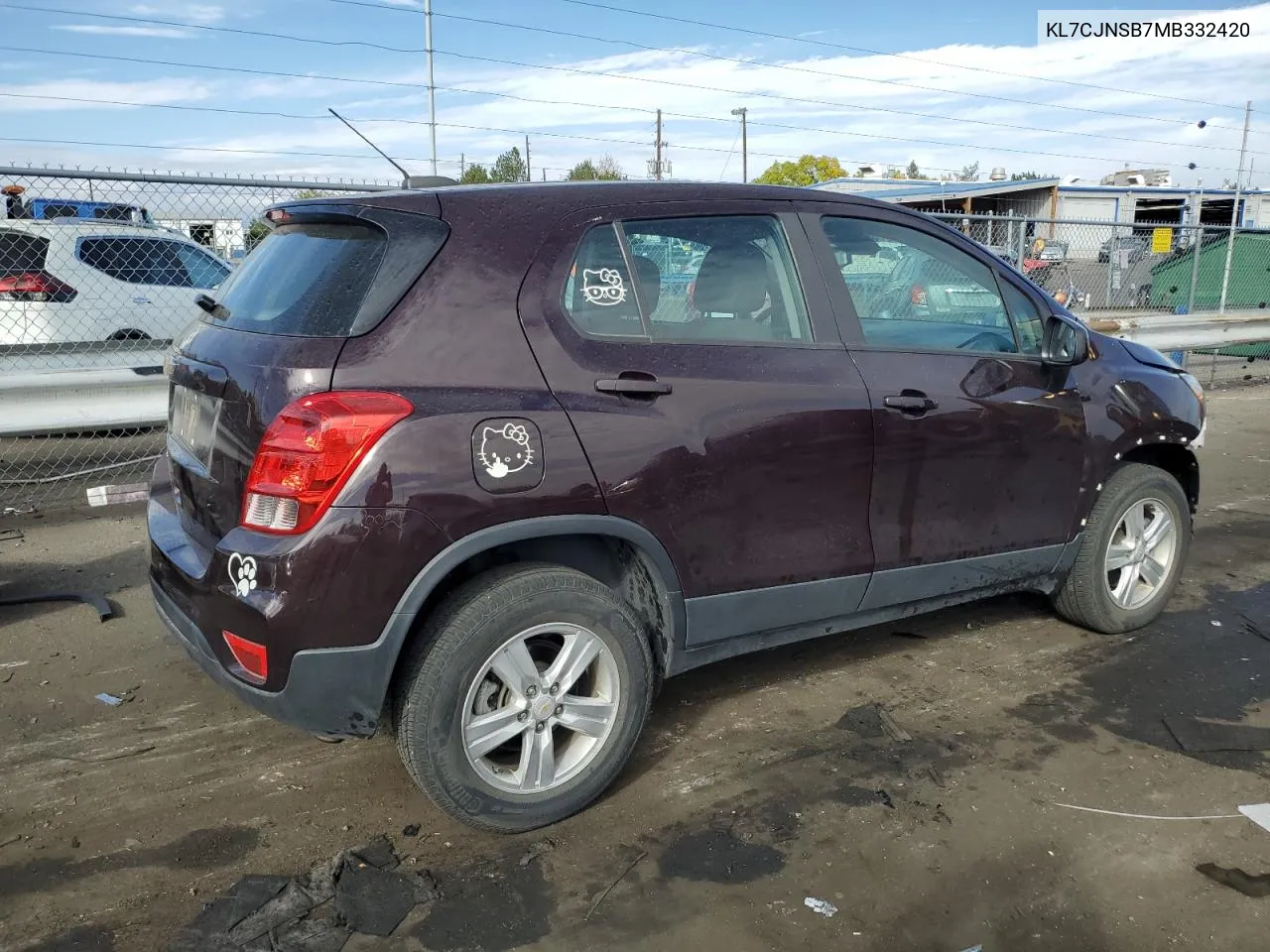 2021 Chevrolet Trax Ls VIN: KL7CJNSB7MB332420 Lot: 76955384