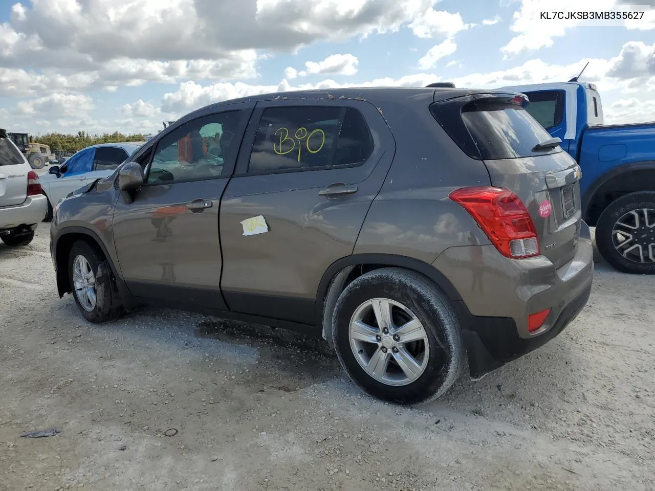 2021 Chevrolet Trax Ls VIN: KL7CJKSB3MB355627 Lot: 77548364