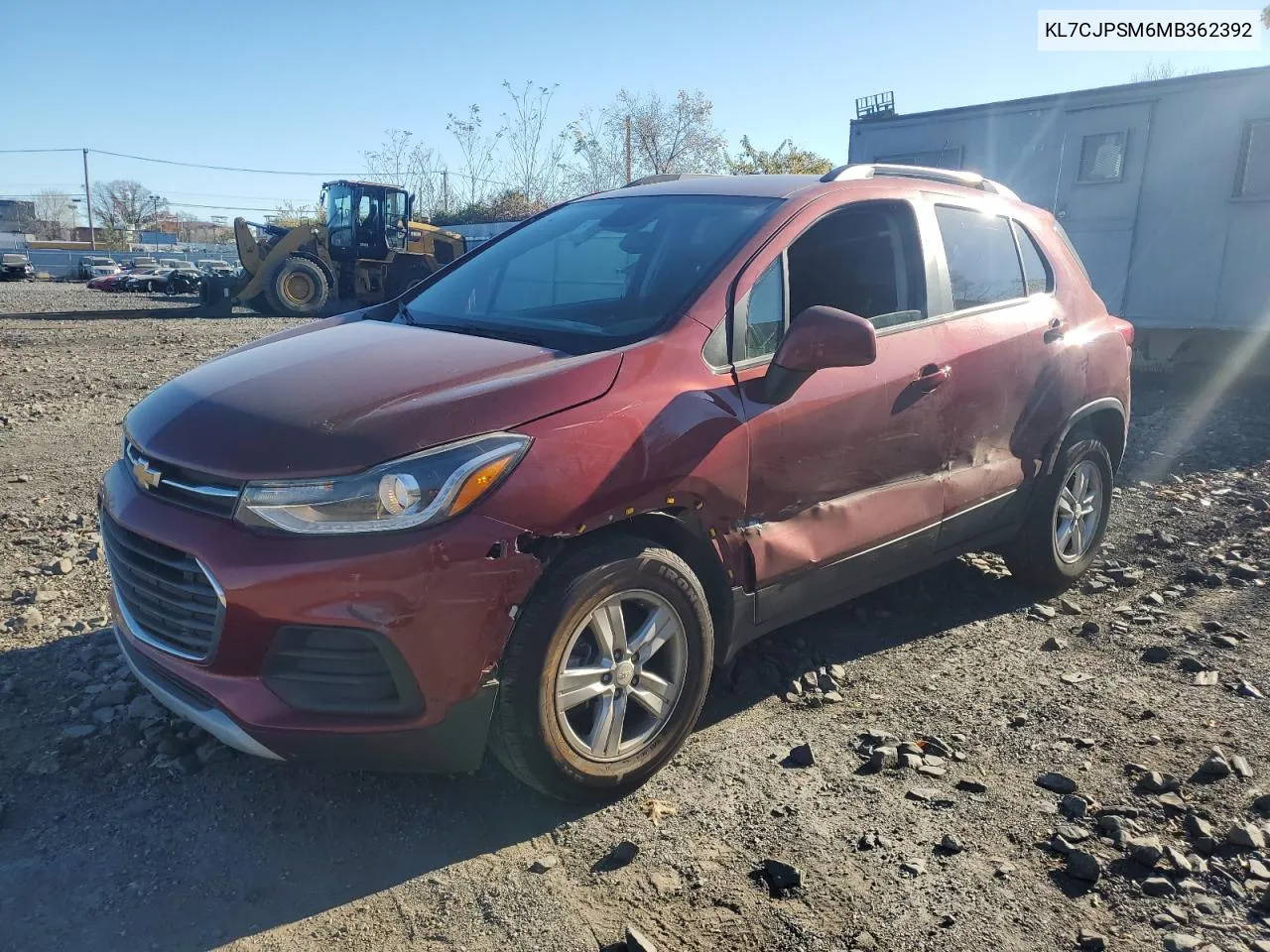 2021 Chevrolet Trax 1Lt VIN: KL7CJPSM6MB362392 Lot: 79541424