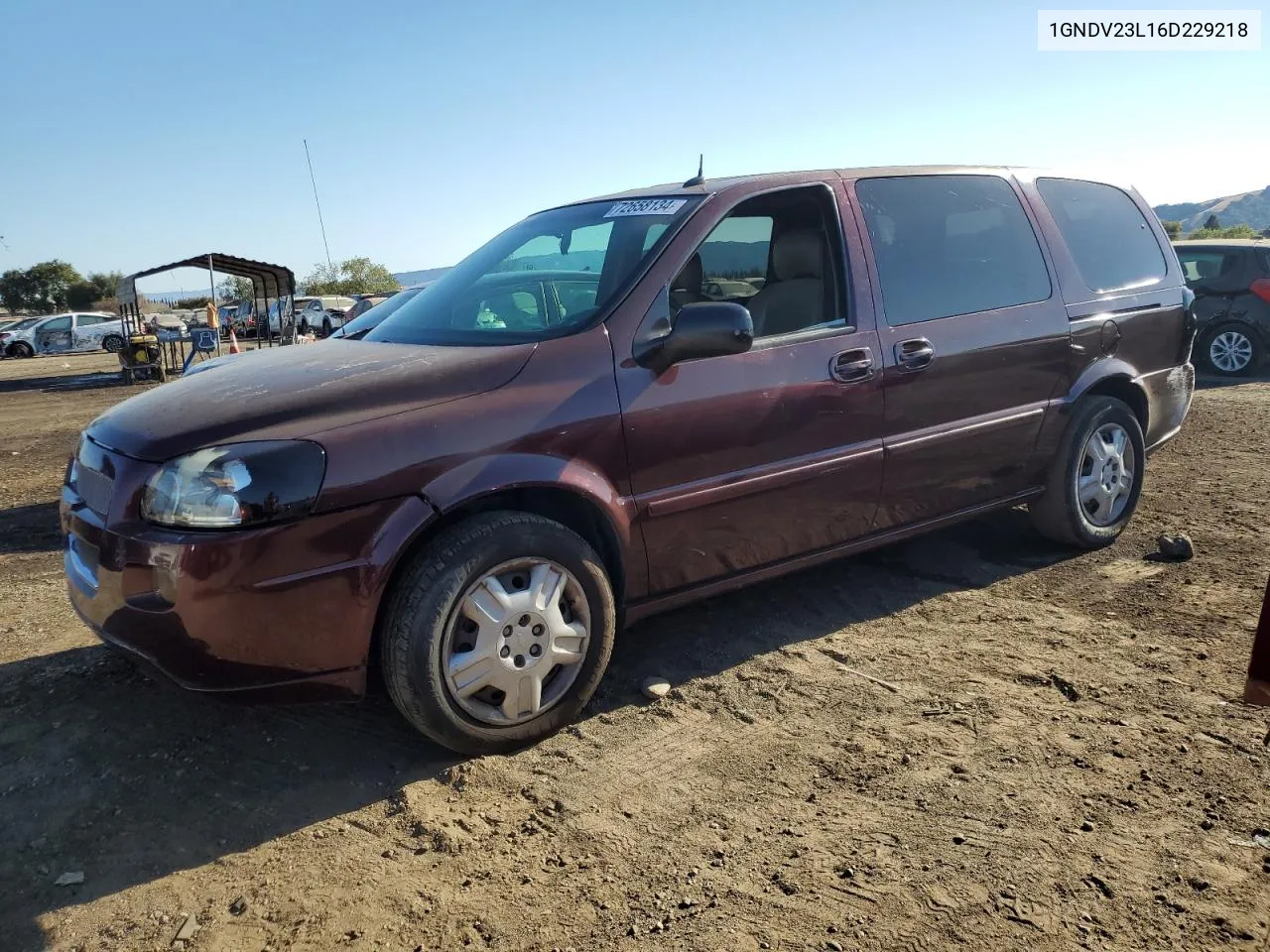 2006 Chevrolet Uplander Ls VIN: 1GNDV23L16D229218 Lot: 72658134