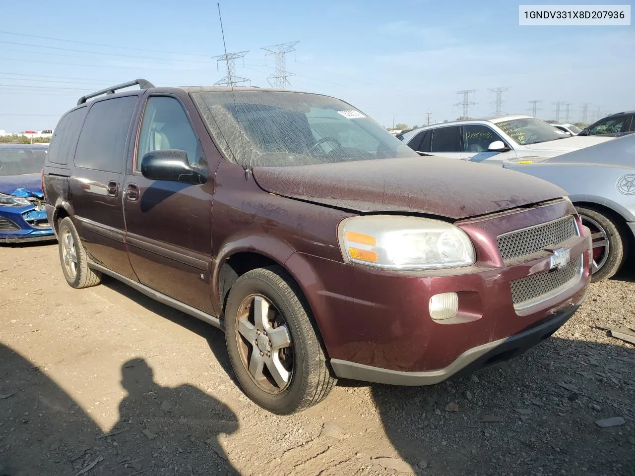 2008 Chevrolet Uplander Lt VIN: 1GNDV331X8D207936 Lot: 75258524