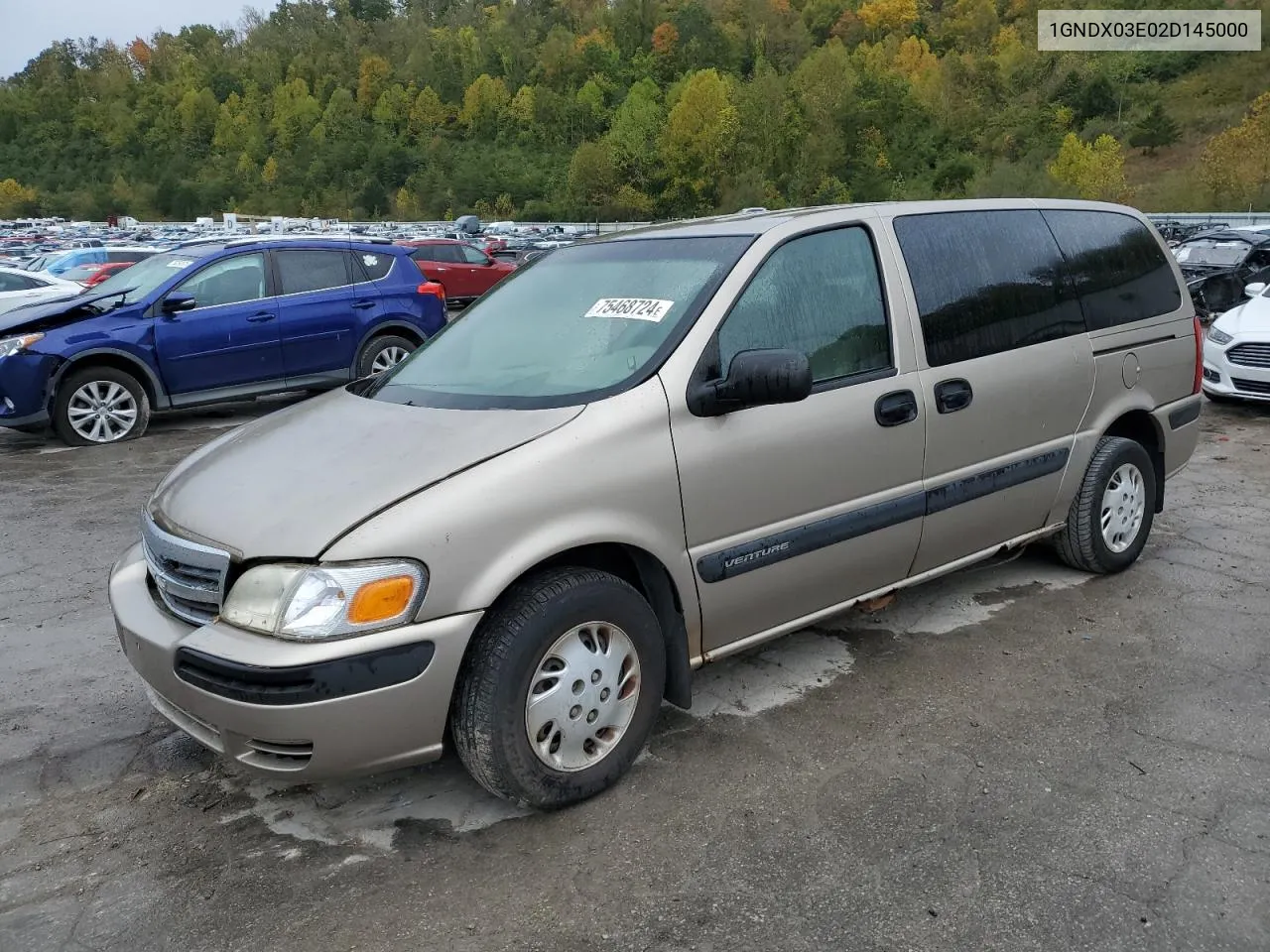 2002 Chevrolet Venture VIN: 1GNDX03E02D145000 Lot: 75468724