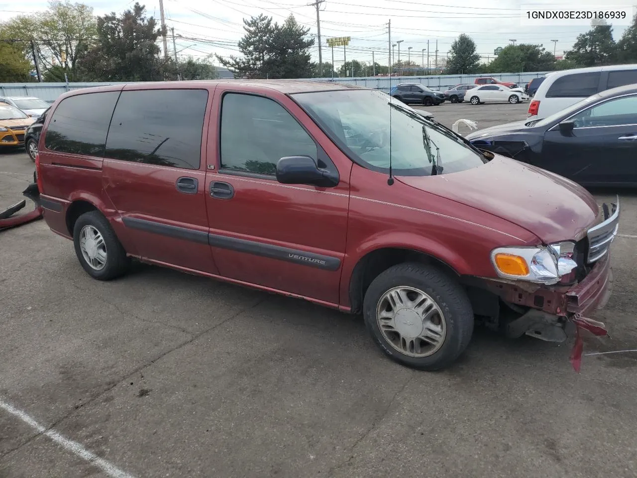 2003 Chevrolet Venture VIN: 1GNDX03E23D186939 Lot: 72334894