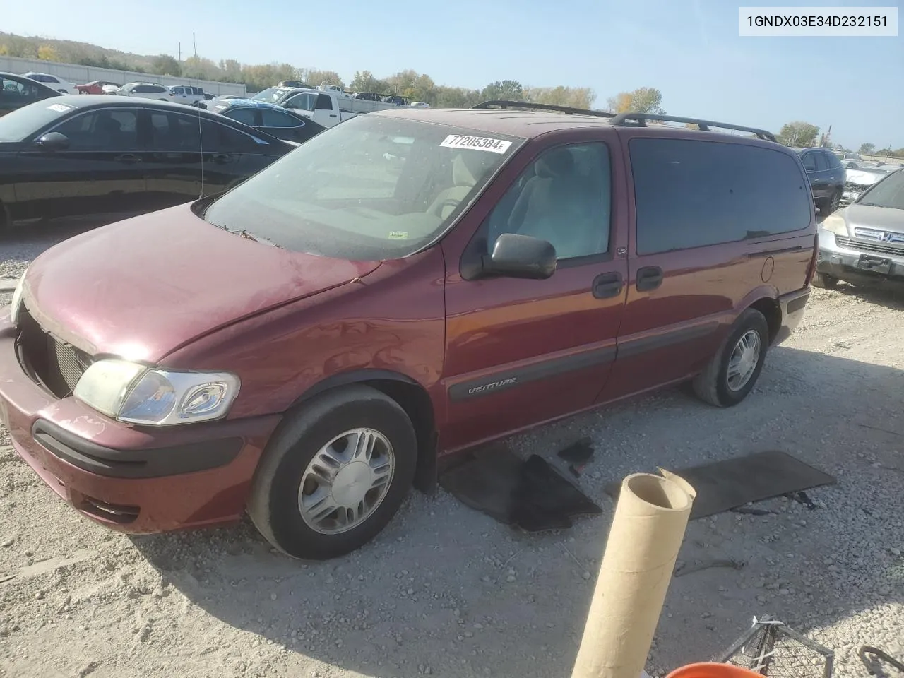 2004 Chevrolet Venture VIN: 1GNDX03E34D232151 Lot: 77205384